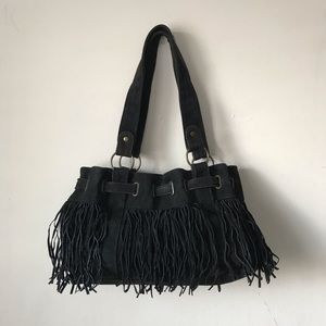 Roberto Vianni Black Suede Fringe Purse